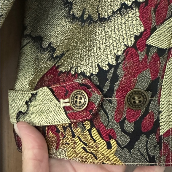 Chicos Design Silk Blend Sunflower Jacket Womens 3/XL Button down Art to Wear - Picture 8 of 12